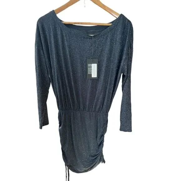 Chaser Diamond Jersey Drop Shoulder Dress with Drawstring Detail! NWT Size S! - Picture 1 of 4